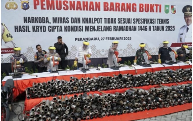 Polda Riau Musnahkan BB KRYD Cipta Kondisi Jelang Ramadhan 1446 H